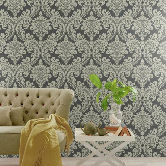Обои York GR6022 Tapestry Damask Charcoal
