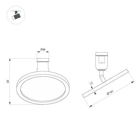 Трековый светильники Arlight ART-APRIORI-PLATO-TURN-R160-12W Day4000 044906
