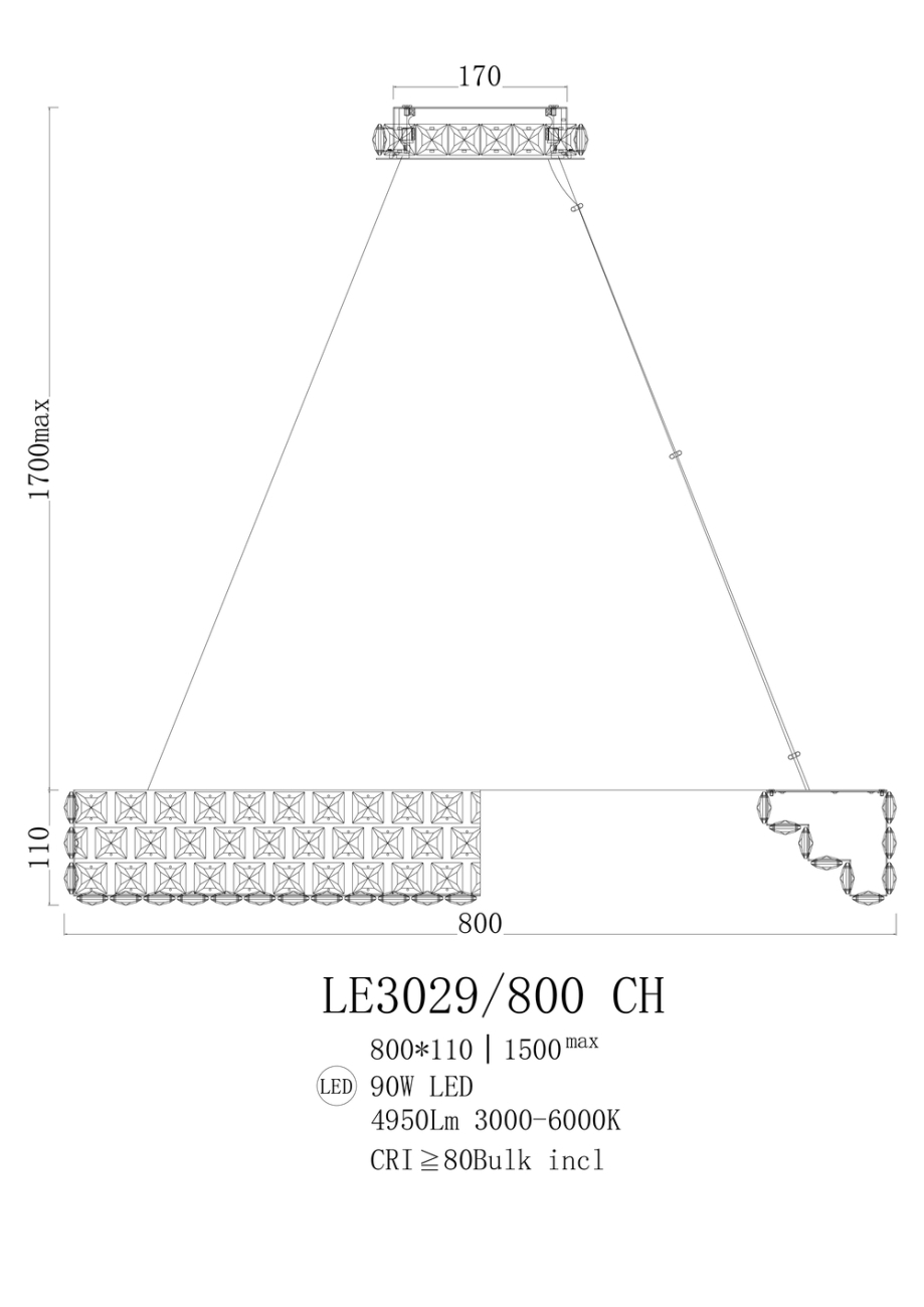 Подвесная люстра Amelie LE3029/800 GD