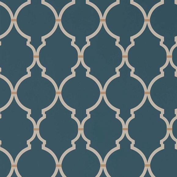 Обои Sanderson DART216338 Indigo/Linen Empire Trellis