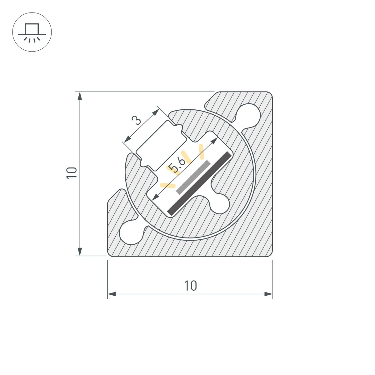 Профиль с экраном Arlight SL-KANT-H10-ROTATE-2000 IRON GREY (Алюминий+пластик) 055331