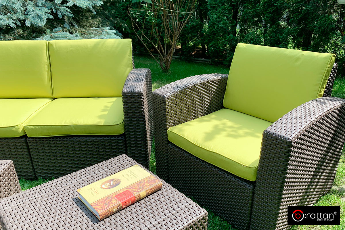 Комплект чехлов на подушки для мебели Раттан Премиум / Rattan Premium, нео яблоко