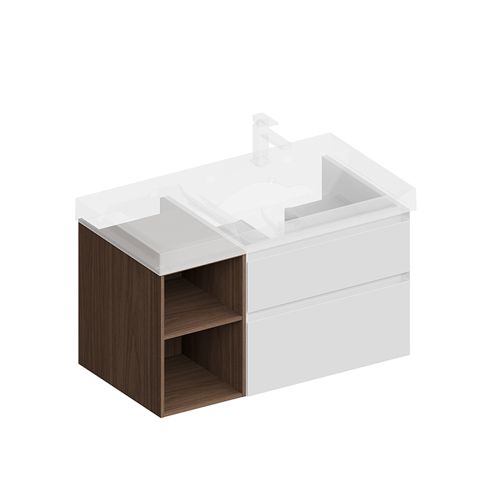 Kerama Marazzi Cubo Тумба подвесная 90см, правая, цвет: белый матовый / орех