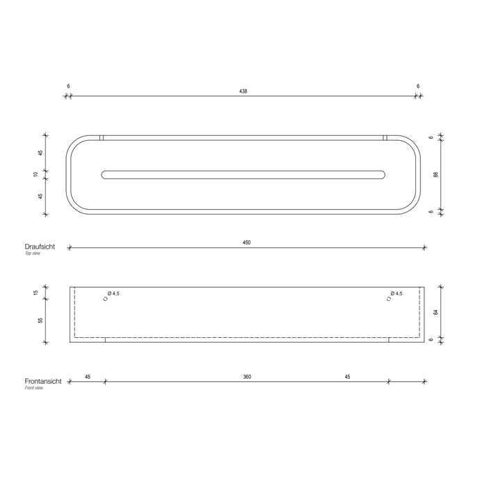 Decor Walther Stone DCT45 Душевая полочка 45x10см, подвесная, цвет: белый / сталь матовая
