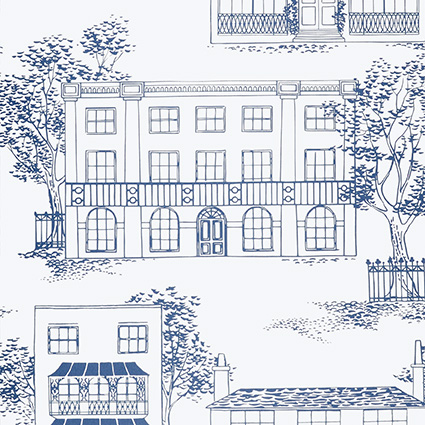 Обои Little Greene 0288HAMIDBL Hampstead Mid Blue