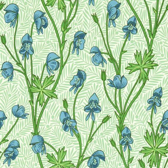 Обои Morris 217343 Monkshood Cobalt/Goblin Green