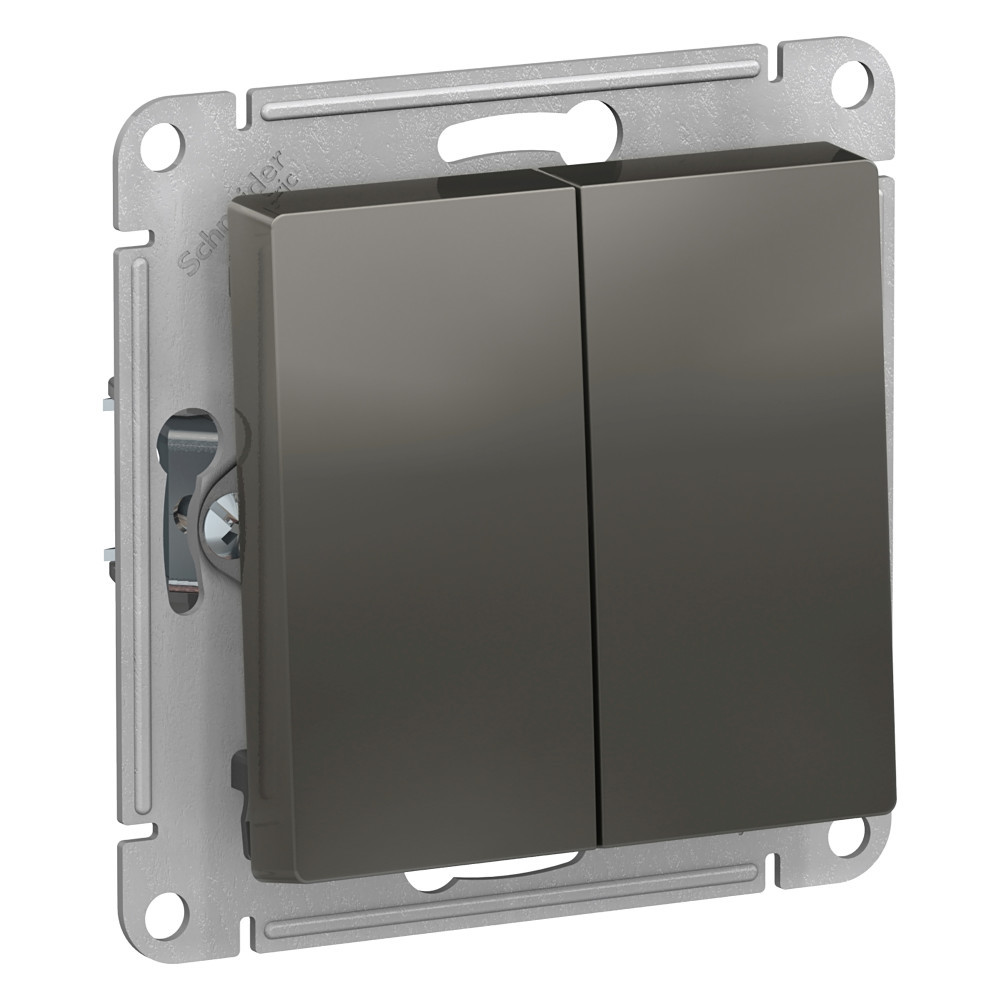 Переключатель 2-клавишный сх.6, 10АХ Systeme Electric AtlasDesign Сталь ATN000965