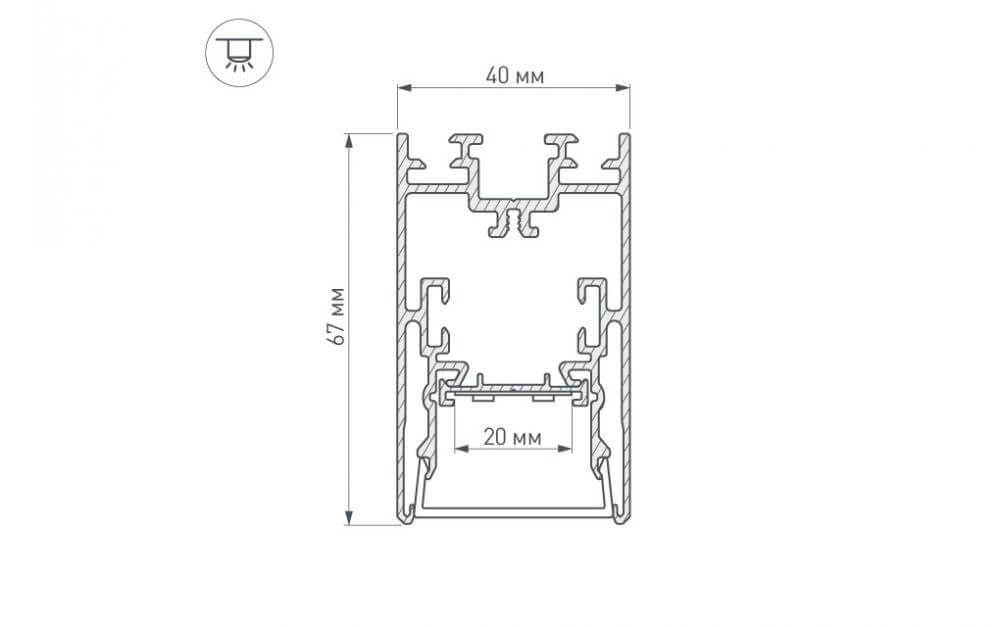 Профиль с экраном Arlight S2-LINE-4067-2500 ANOD+OPAL 021172