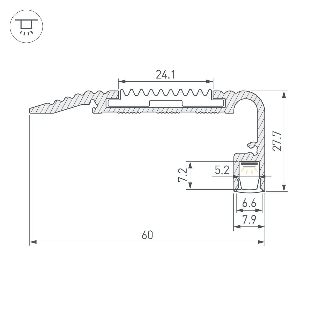 Профиль Arlight STAIR-W60-2000 ANOD BLACK (Алюминий) 060867