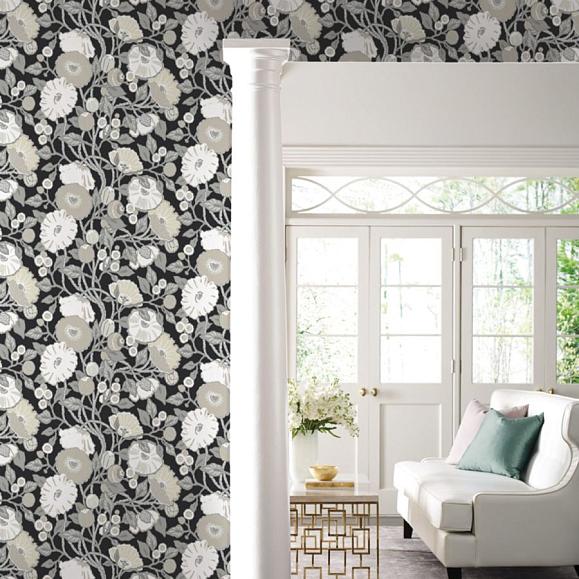 Обои York BW3981 Vincent Poppies Black/Neutral