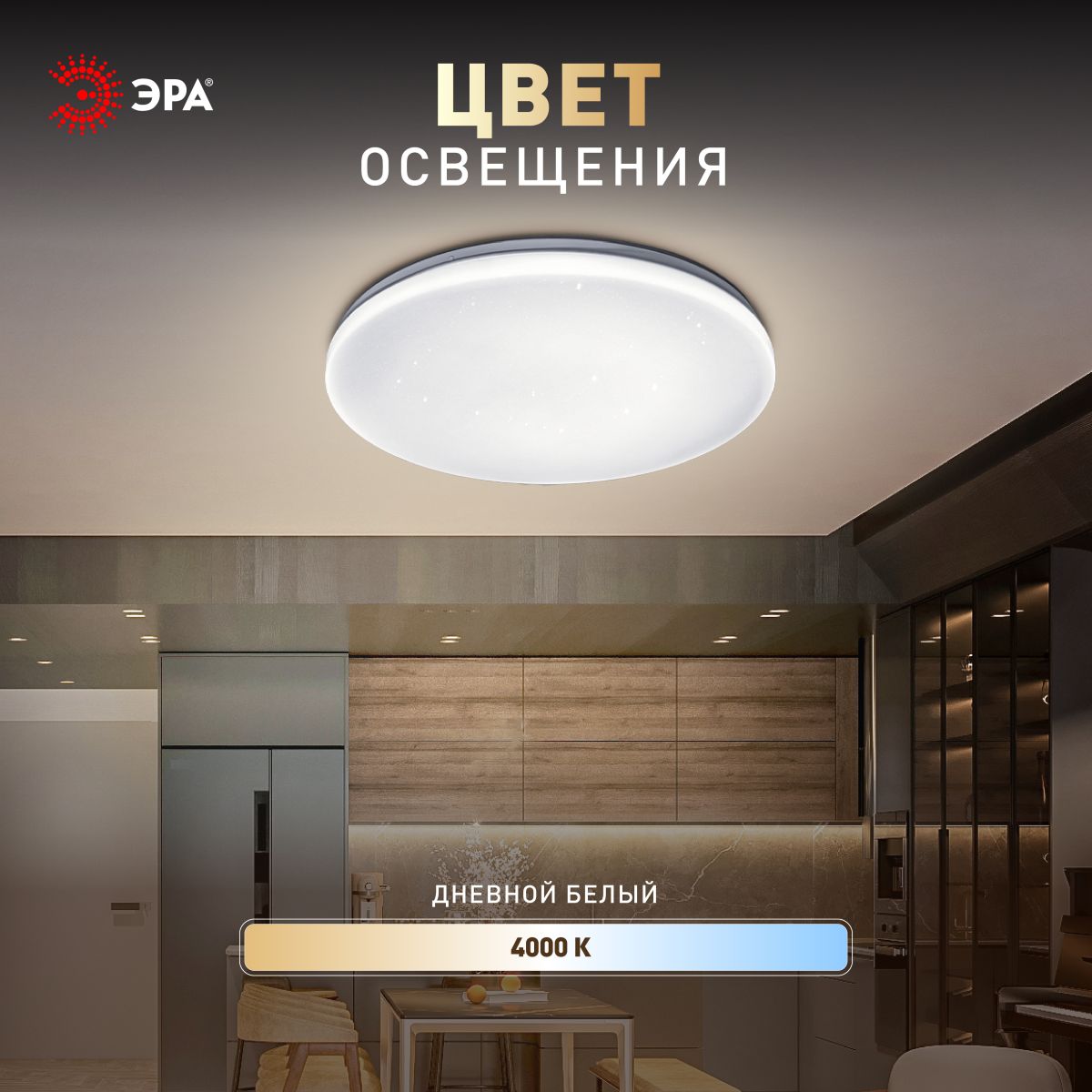 Потолочный светильник Эра Классик без ДУ SPB-6 WH 18W-4K Slim Night SKY