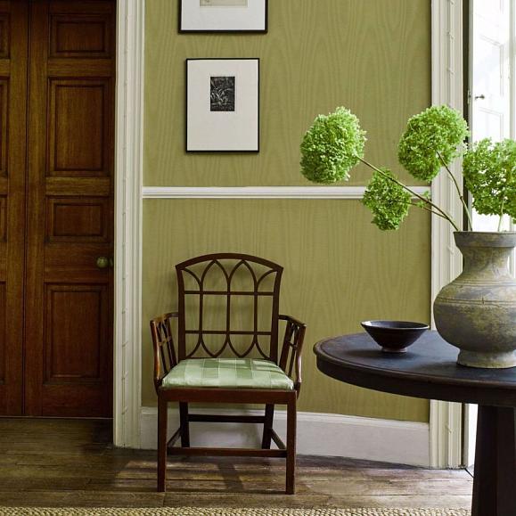 Обои Zoffany 313073 Moire Hessian Green