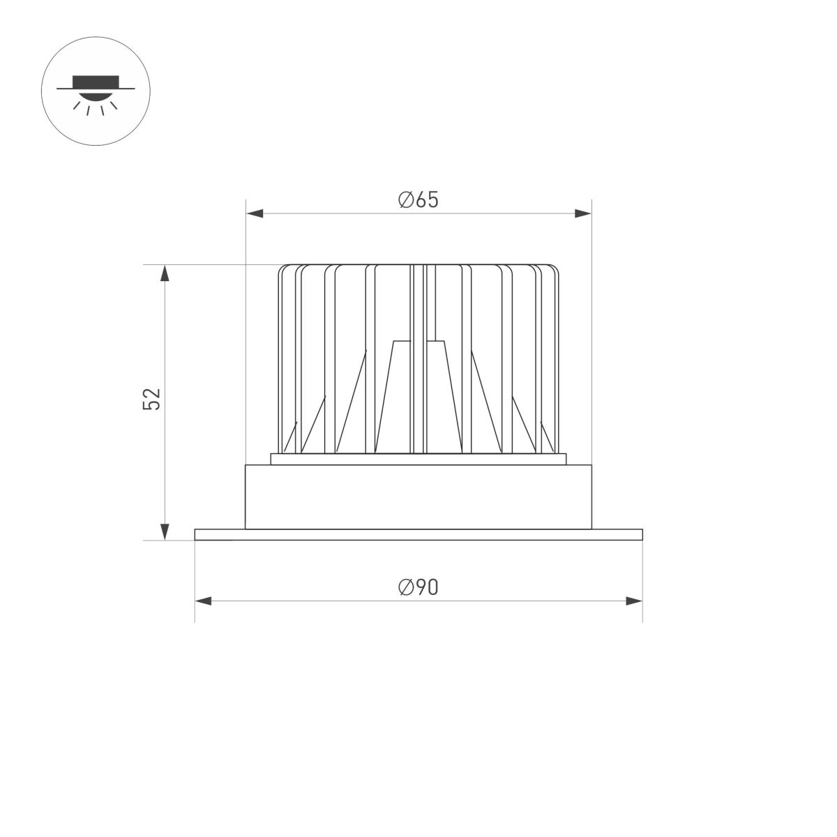Встраиваемый светильник Arlight MS-ATLAS-TRIMLESS-R50-6W Warm3000 (BK, 40deg, 230V) (IP20 Металл) 036135(1)