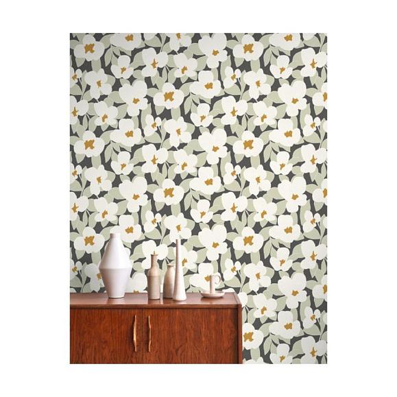 Обои Casadeco 88399515 Flower Power Charbon