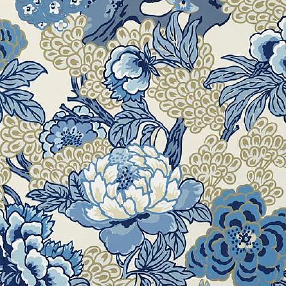 Обои Thibaut T75487 Honshu Blue and Beige