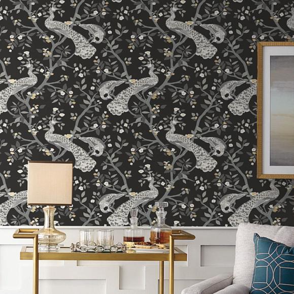 Обои York BW3802 Plume Black/Gold