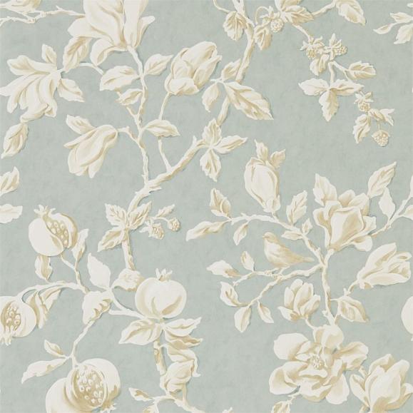 Обои Sanderson 215724 Magnolia & Pomegranate Grey Blue/Parchment