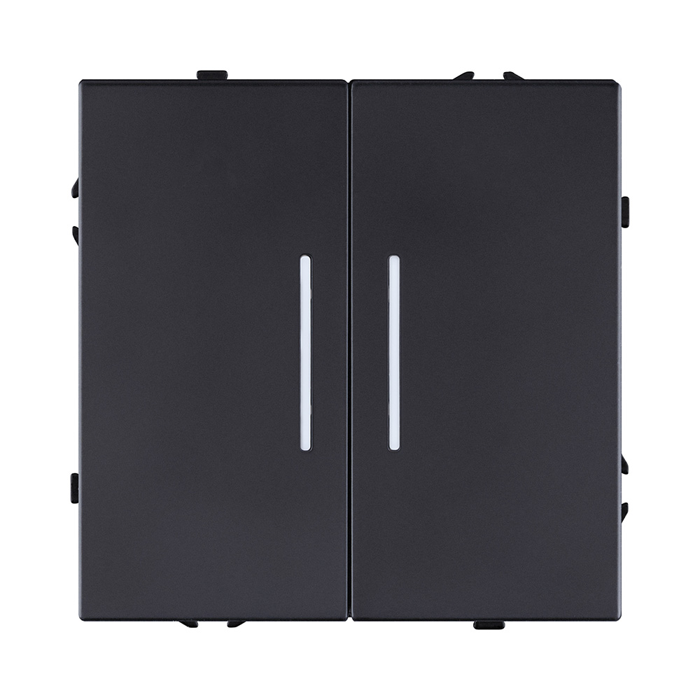 Выключатель 2-клавишный 10А/250В с LED подсветкой, черный матовый Kollinger Eclipse EC-010BK