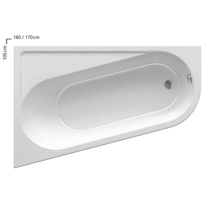 Ravak Chrome Ванна 160x105см., пристенная, акриловая, L, цвет: белый