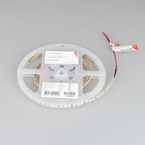 Светодиодная лента Arlight RZ-A120-6mm 12V White6000 12 W/m 5m 036452