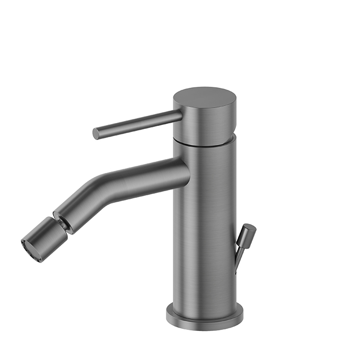 Newform X-STEEL 316 Смеситель для биде на 1 отв., с донным клапаном, излив 13.4см.,цвет: PVD Brushed gun metal