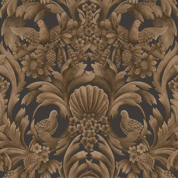 Обои Cole & Son 118/9018 Gibbons Carving Metallic Bronze on Charcoal