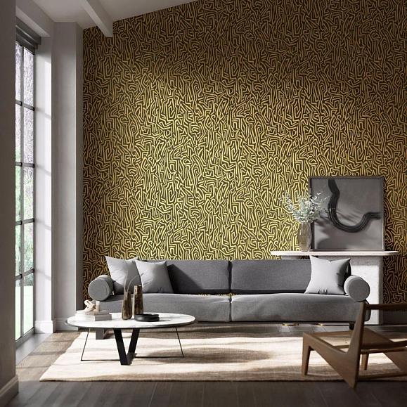 Обои Harlequin 112829 Melodic Gold/Black Earth