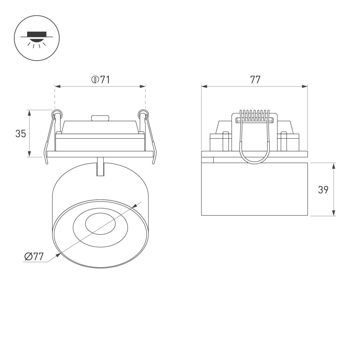 Встраиваемый спот Arlight SP-PLURIO-BUILT-R77-9W Warm3000 037999