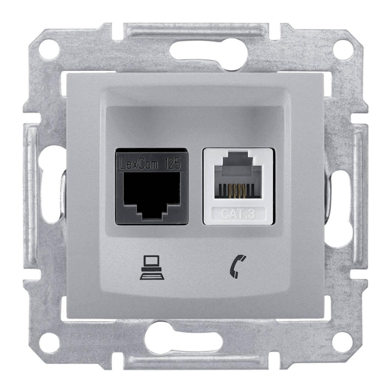 Розетка телефонная RJ-11 и Ethernet RJ-45 Schneider Electric Sedna UTP SDN5100160