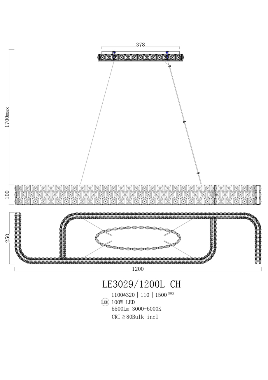 Подвесная люстра Amelie LE3029/1200L GD