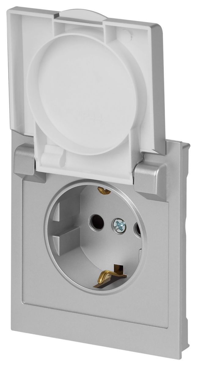 Розетка Эра Arktik 16-2103-03 с заземлением 2P+E Schuko со шторками с крышкой 16А-250В алюминий Б0070436