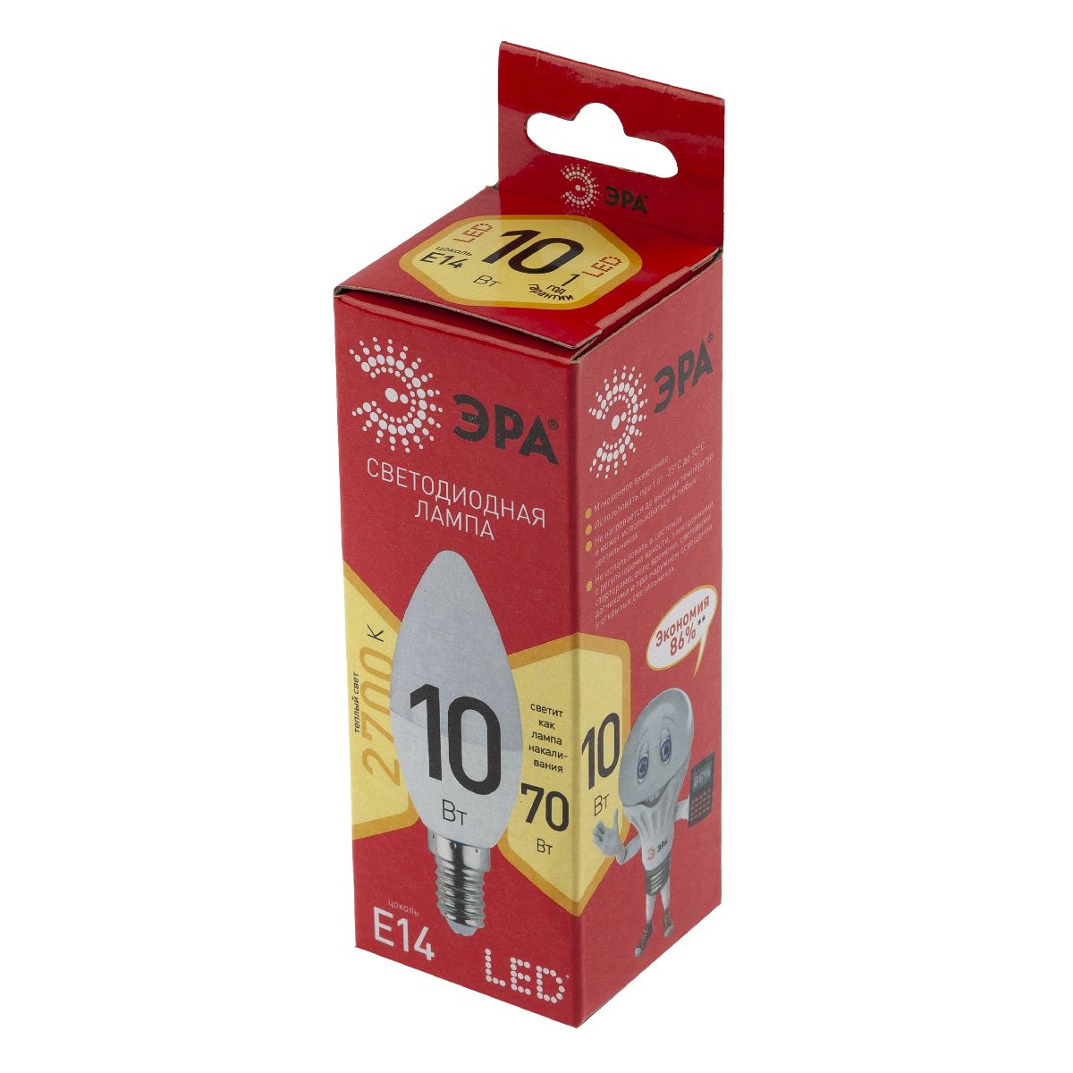 Лампа светодиодная Эра E14 10W 2700K LED B35-10W-827-E14 R Б0049641