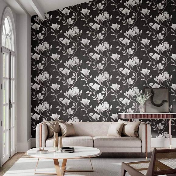 Обои Harlequin 112602 Lotus Onyx/Silver