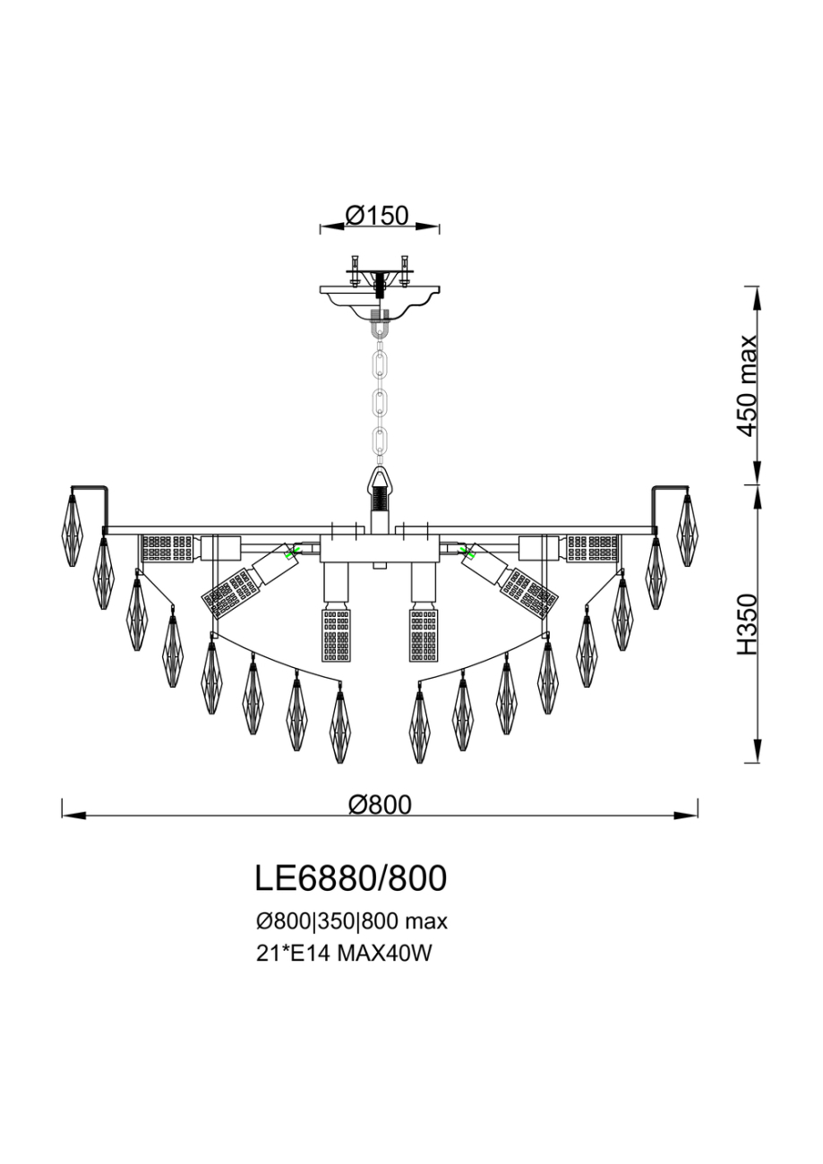 Подвесная люстра Melanie LE6880/800 GD