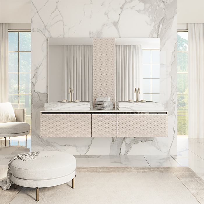 VITAGE milldue edition FOUR SEASONS Тумба подвесная 180х56х35см, с мраморной столешницей, с 2 раковинами, отделка: agata leather
