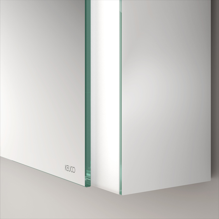 Keuco Somaris Зеркальный шкаф, 60x71x12.8см., 1-дверный-двустор. зеркало, IP 44 c плавным закр. дверцы, корпус: алюминий серебристый цвет