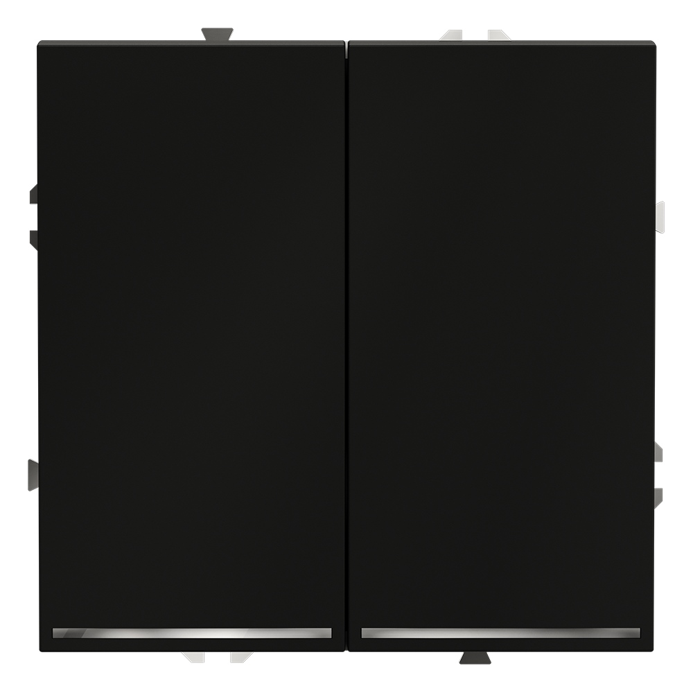Выключатель двухклавишный с подсветкой Voltum S70 VLS020208 (черный матовый)