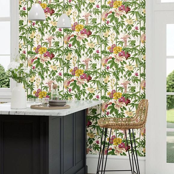 Обои Sanderson 217130 Bamboo & Birds Scallion Green