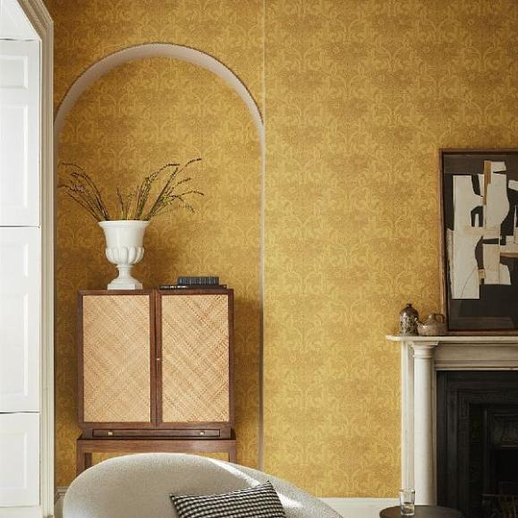 Обои Little Greene 0263DAGIALL Dahlia Scroll Giallo