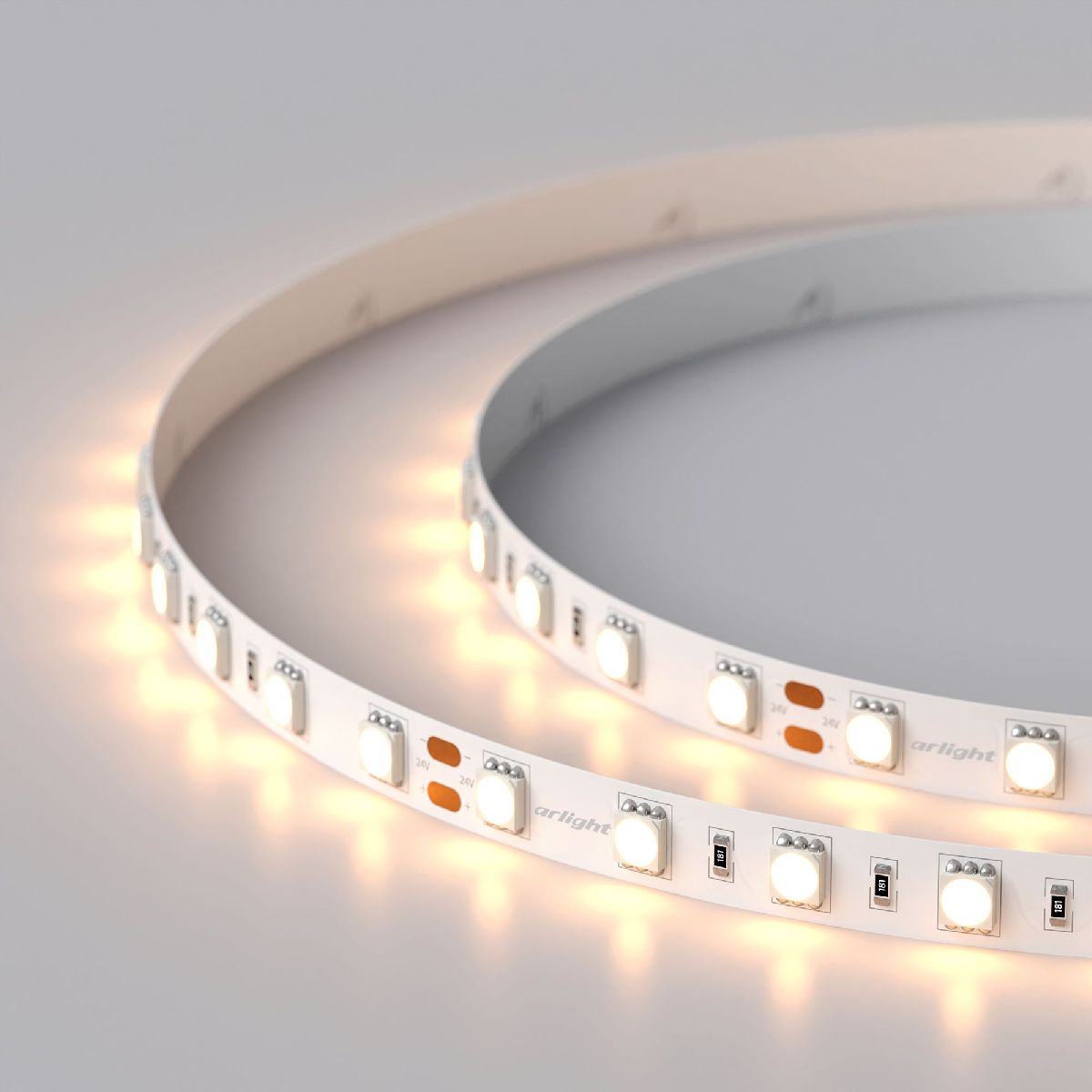 Светодиодная лента Arlight RT 2-5000 24V Warm2700 2x (5060, 300 LED, LUX) (14.4 Вт/м, IP20) 008828