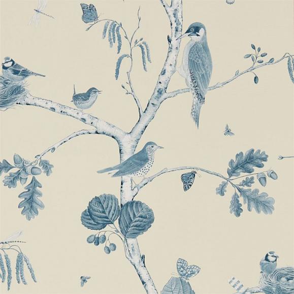 Обои Sanderson 215705 Woodland Chorus Indigo/Ecru
