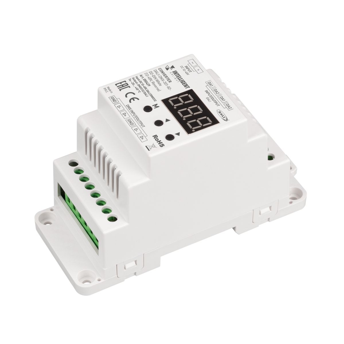 Двунаправленный конвертер сигнала Arlight DALI-DMX-301-82-D2-DIN White (12-48V, Reverse) (IARL, IP20 Пластик) 050429