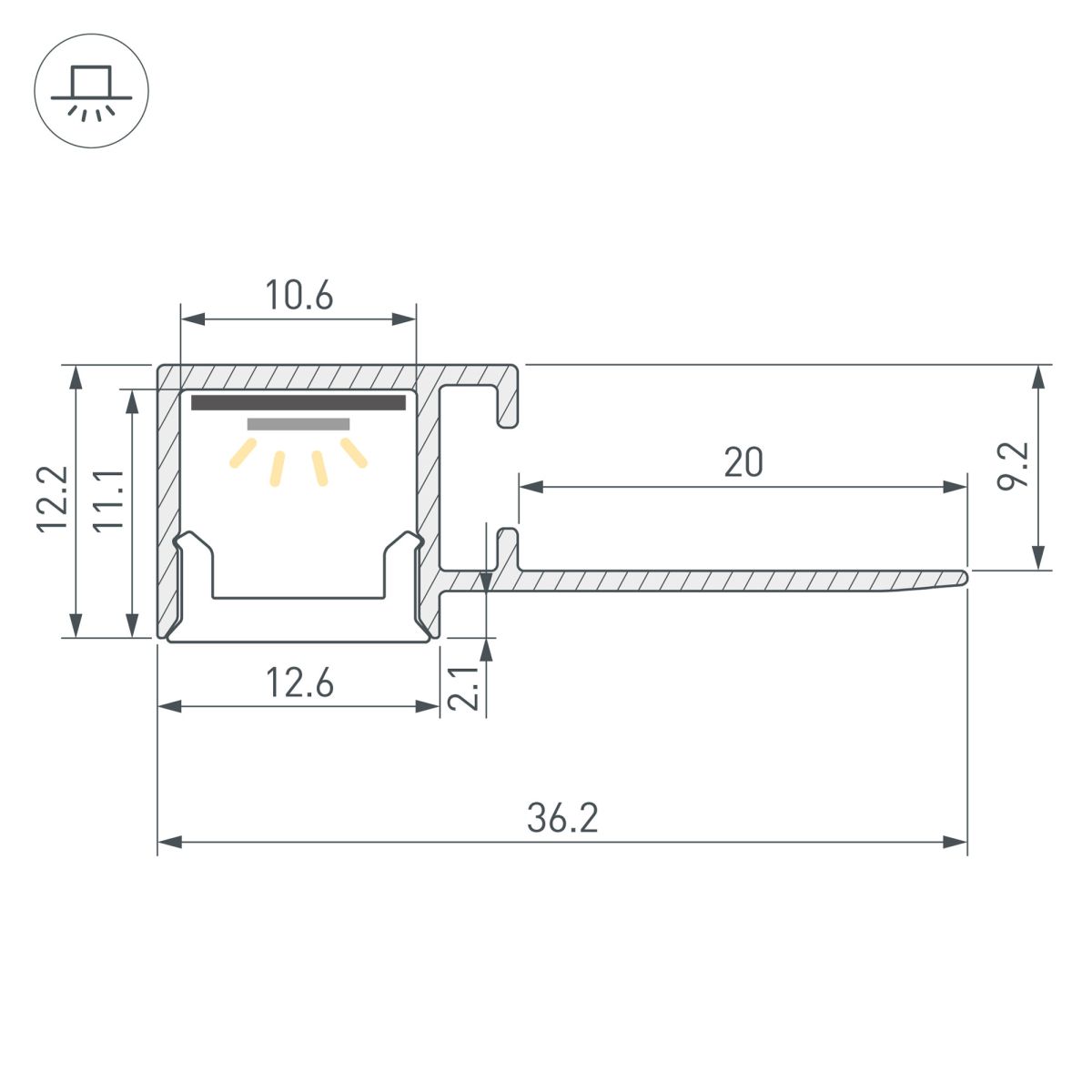 Профиль Arlight FANTOM-BENT-W12-SIDE-EDGE-2000 ANOD (Алюминий) 057315