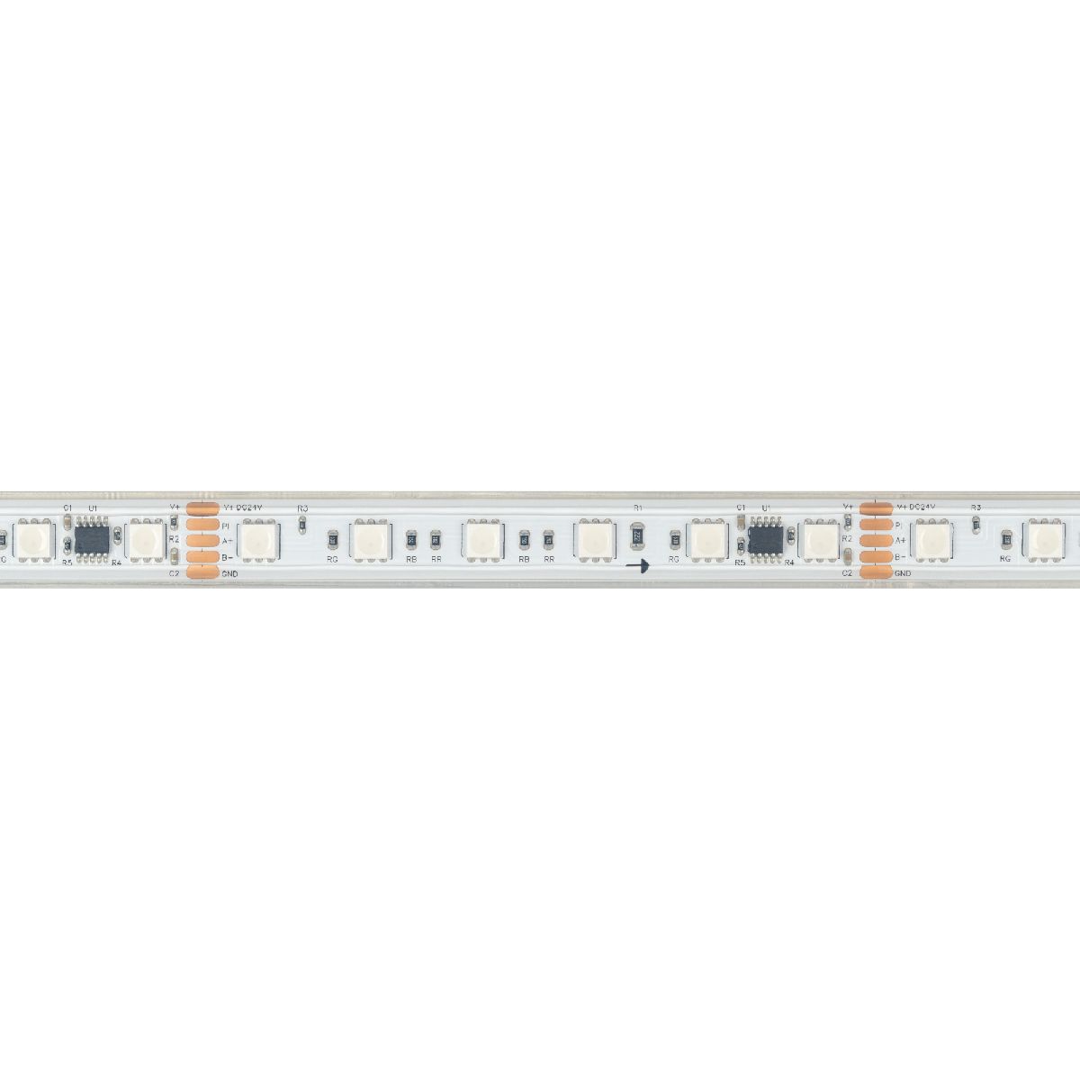 Светодиодная лента герметичная Arlight DMX-PS-B60-15mm 24V RGB-PX6 (15W/m, IP67, 5060, 5m) 037090