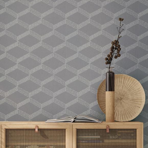 Обои York BO6722 Palisades paperweave Grey/White