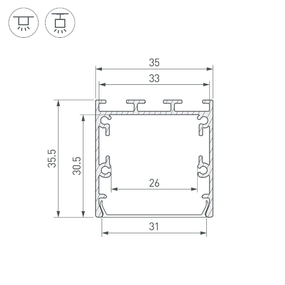 Алюминиевый профиль Arlight LINE-S-3535-2500 BLACK 041827