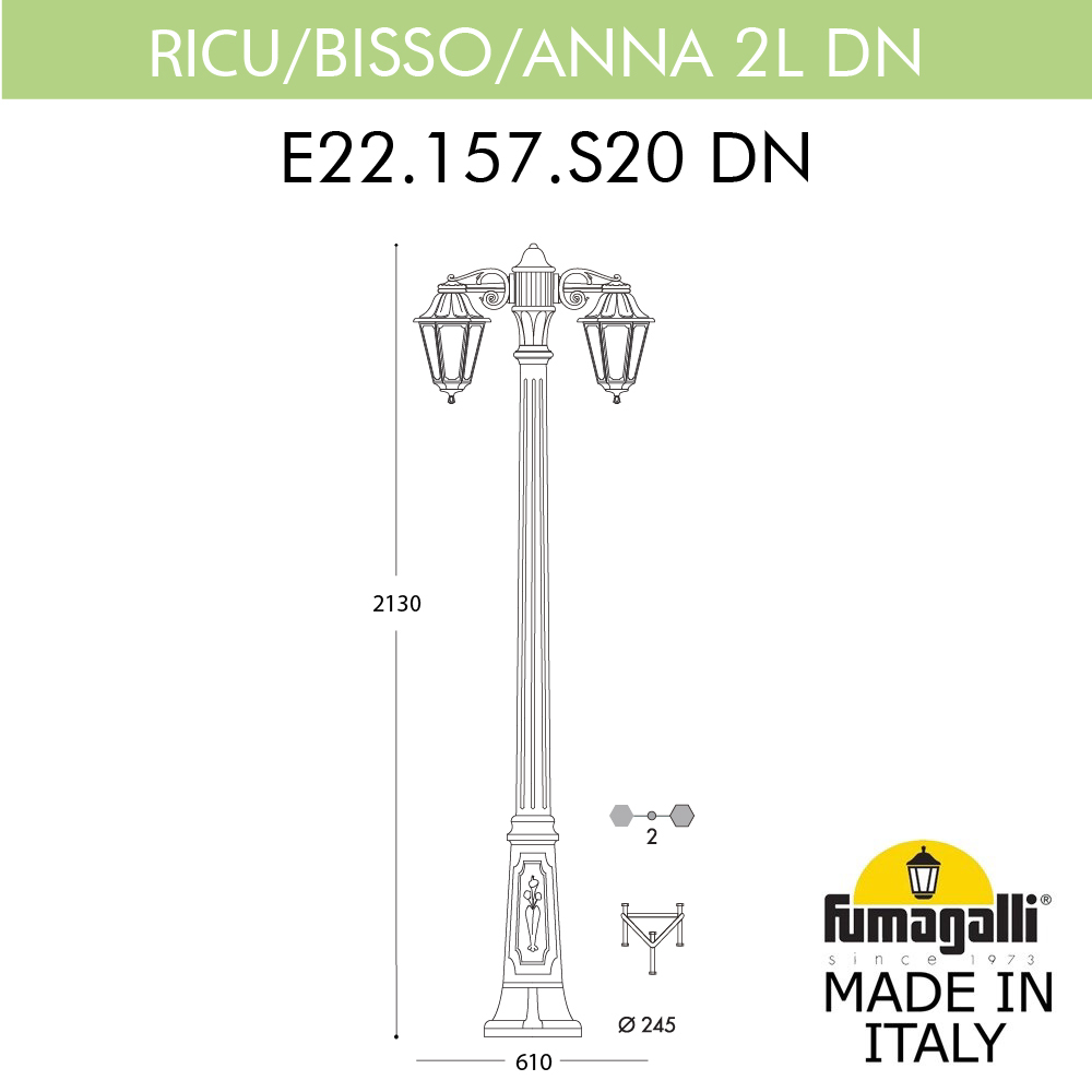 Садово-парковый светильник Fumagalli RICU BISSO/ANNA 2L DN E22.157.S20.AXE27DN