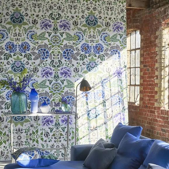 Панно Designers Guild PDG1168/01 Rose De Damas Cobalt