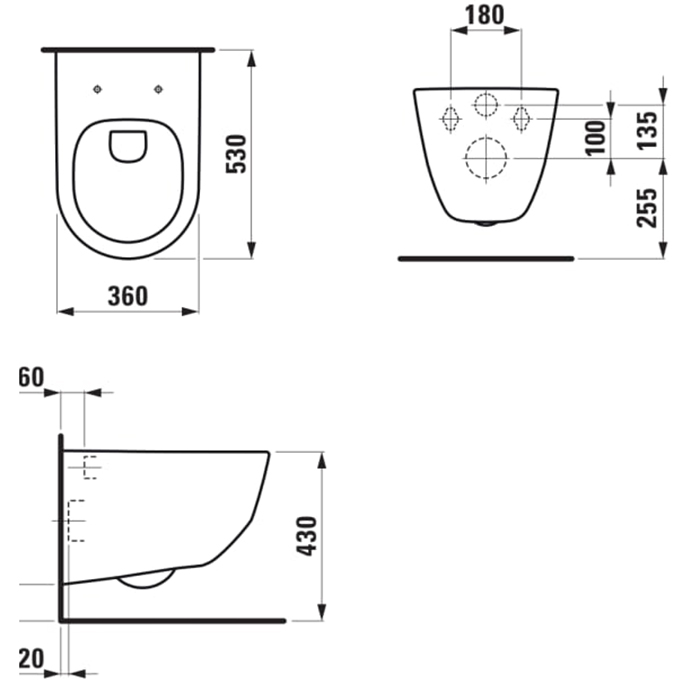Laufen Pack Pro Комплект: унитаз подвесной 36x53см, безободковый, сиденье Slim с микролифтом, цвет: белый глянец