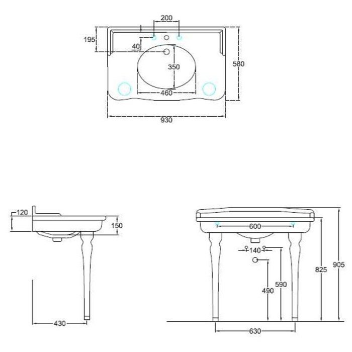 TW Ellada Раковина 93x58 см., подвесная, с 1 отв., цвет: белый